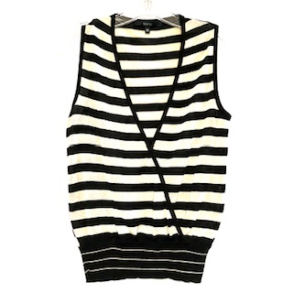 Gucci Women’s Sleeveless Black and White Striped Wrap Top